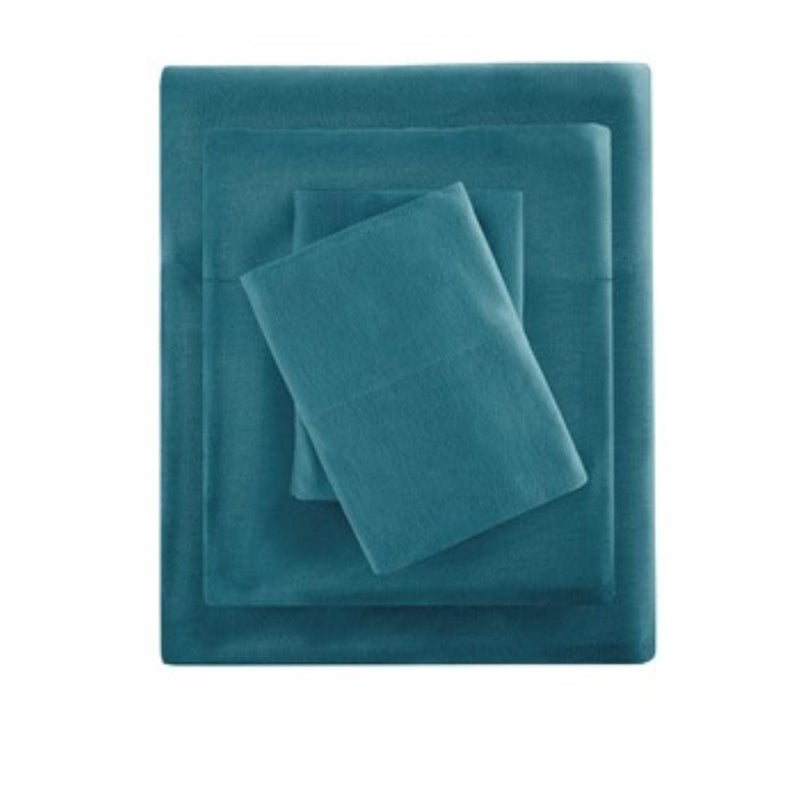Intelligent Design ID20-1252Cotton Blend Jersey Knit Wrinkle Resistant, Soft Sheets with 14" Deep Pocket All Season, Cozy Bedding-Set, Matching Pillow Case, King, 4 Piece , Teal - Image 1